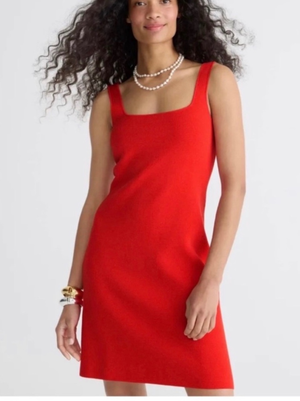 J Crew‎ $98 Square Neck Mini Sweater Dress in Belvedere Red Size M